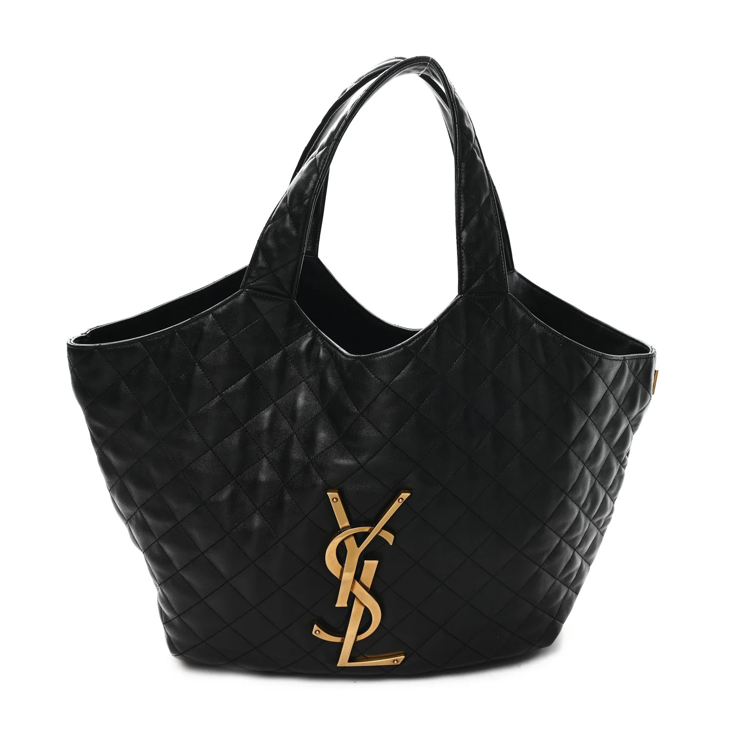 Lambskin Quilted Maxi Icare Shopping Tote Black | FASHIONPHILE (US)