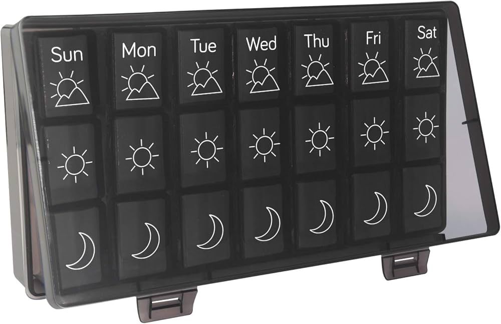 Weekly Pill Organizer 3-Times-A-Day Pill Box 7 Day Pill Holder Large Compartments Moisture-Proof ... | Amazon (US)