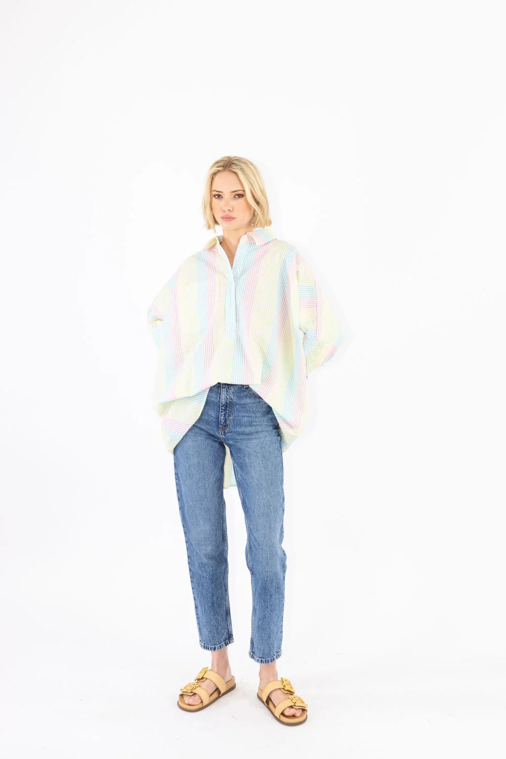 pastel stripe boyfriend shirt | La Vie Style House