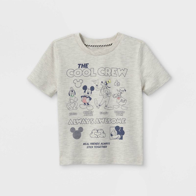 Toddler Boys' Disney Mickey Mouse & Friends Cool Crew Short Sleeve Graphic T-Shirt - Beige | Target