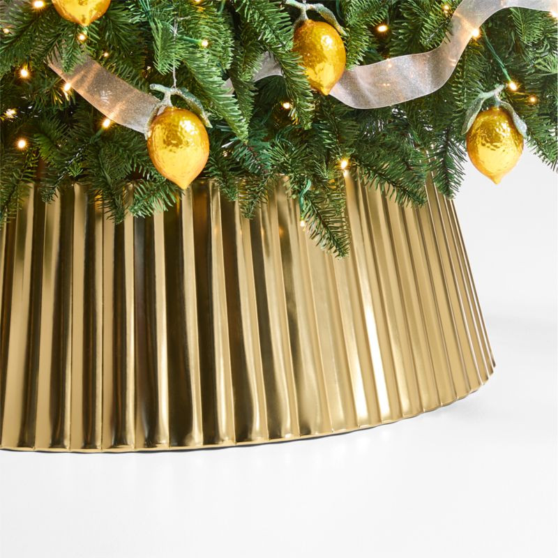 Gold Fluted Christmas Tree Collar + Reviews | Crate & Barrel | Crate & Barrel
