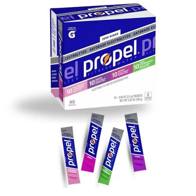 Propel Powder Zero Sugar Variety Pack 40 Count 10 Grape 10 Berry 10 Raspberry Lemonade 10 Kiwi Strawberry | Target