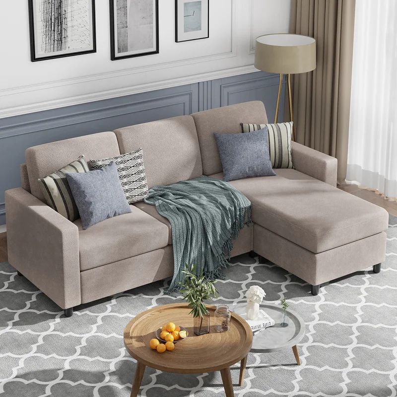 Harbuck 77.55" Wide Reversible Sofa & Chaise with Ottoman | Wayfair North America