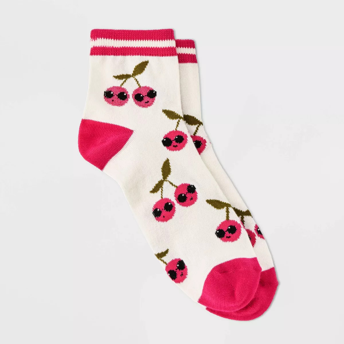 Women's Cool Cherries Ankle Socks - Xhilaration™ Ivory/Pink 4-10 | Target