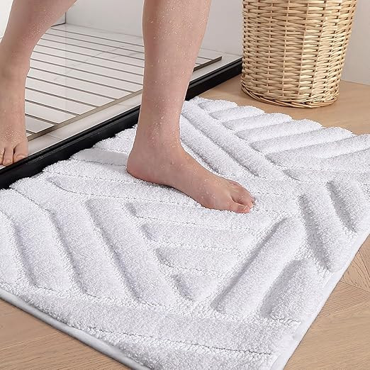 Color G Non Slip Bath Mat for Shower, Absorbent Laundry Room Mat 16"x24" White Washable Rug Plush... | Amazon (CA)