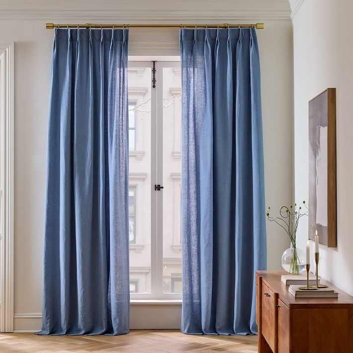 Pleated European Flax Linen Blackout Curtain | West Elm (US)