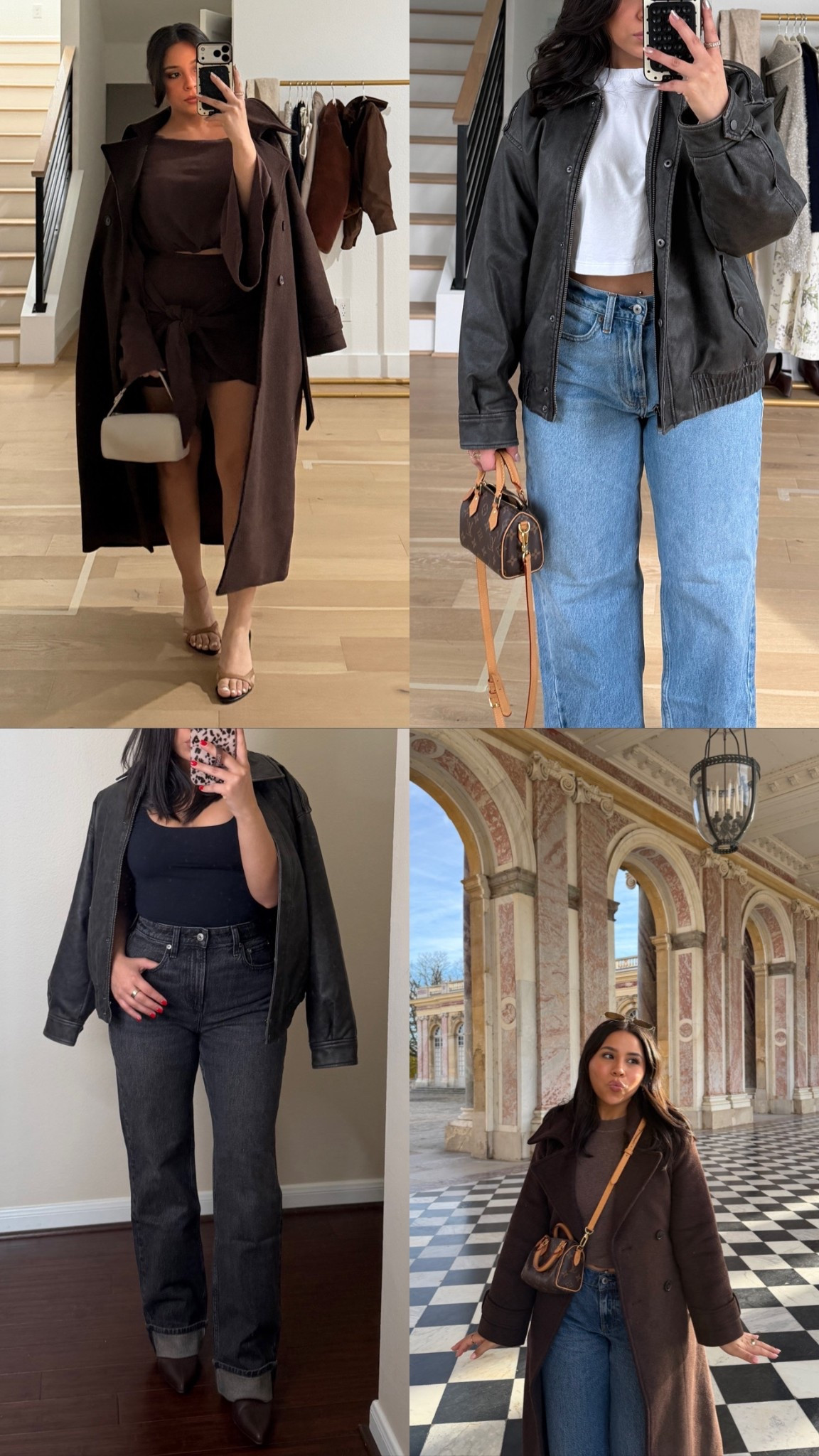 Abercrombie sale ends 2/2 use code DENIMAF for extra 15% off
Wearing a size small petite in both coats 
Faux leather jacket 
Wool coat 
Jeans: 26 short
Brown set: 4 

#LTKootd #LTKSaleAlert #LTKPetite