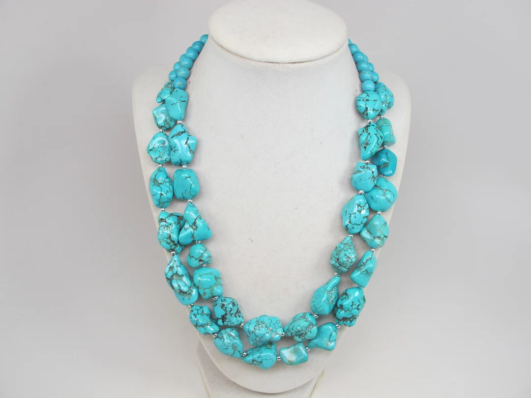 Chunky Statement Turquoise Boho Necklace Genuine Turquoise - Etsy | Etsy (US)