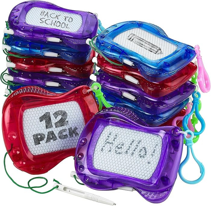 Mini Magnetic Drawing Board for Kids - Pack of 12 with Keychain Clip Erasable Doodle Sketch Writi... | Amazon (US)