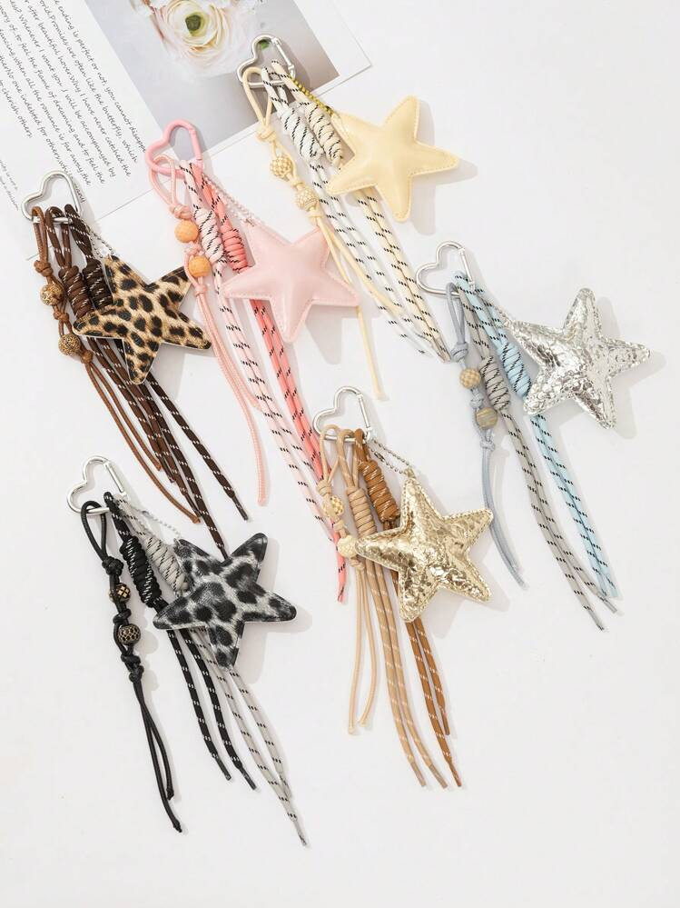 Heart Clasp Star Beaded Pendant DIY Bag Charm Bag Decor Accessories Cheetah Print Leopard Print B... | SHEIN