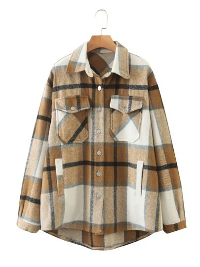 Plaid Flap Pocket Overshirt | SHEIN