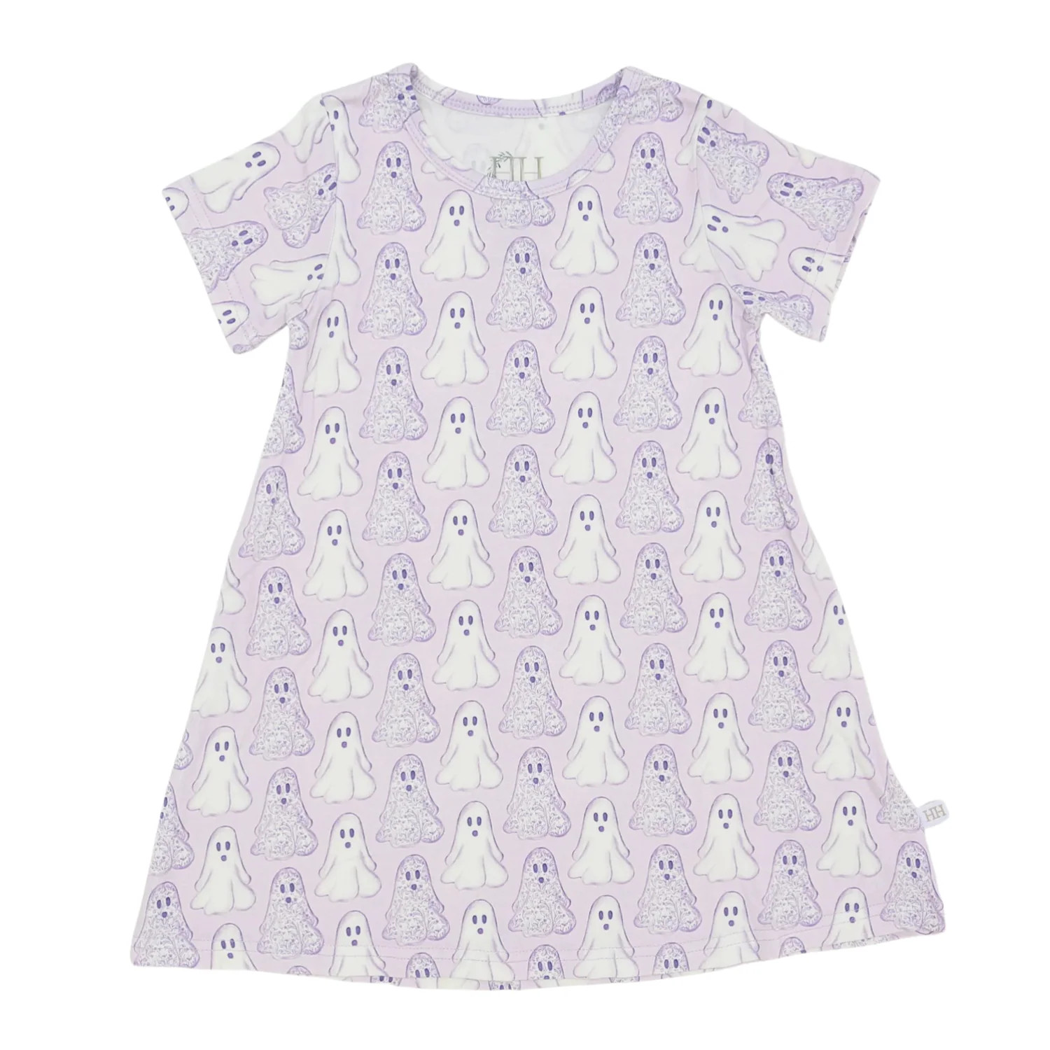Girls Purple Floral Ghosts Bamboo Dress | Hamner Hill