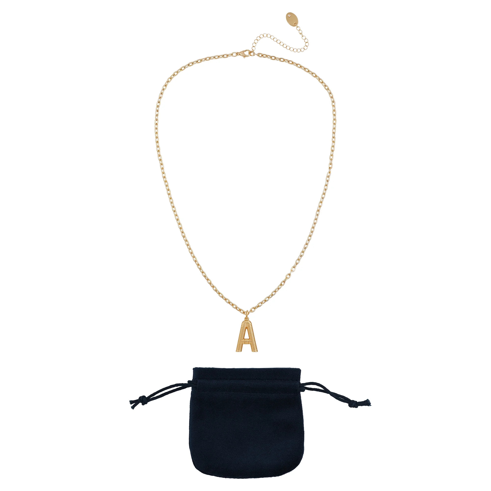 Time and Tru Women's Goldtone Initial A Necklace with Giftable Pouch | Walmart (US)