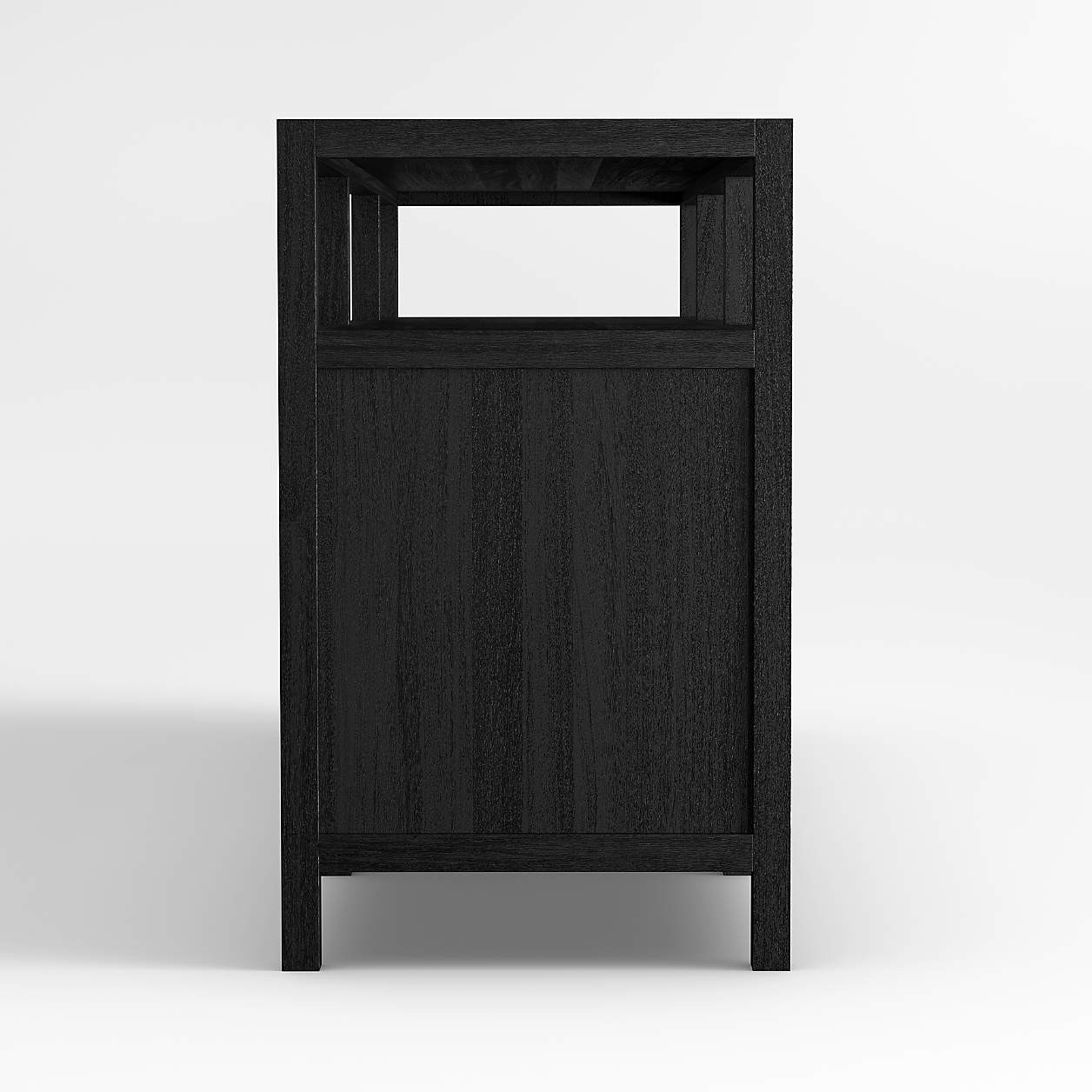 Keane 72" Black Wood Storage Media Console + Reviews | Crate & Barrel | Crate & Barrel
