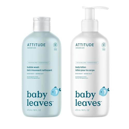 Bundle of ATTITUDE Bubble Body Wash for Baby and Body Lotion for Baby, EWG Verified, Dermatologically Tested, Plant and Mineral-Based, Vegan, Good Night, 16 Fl Oz | Amazon (US)