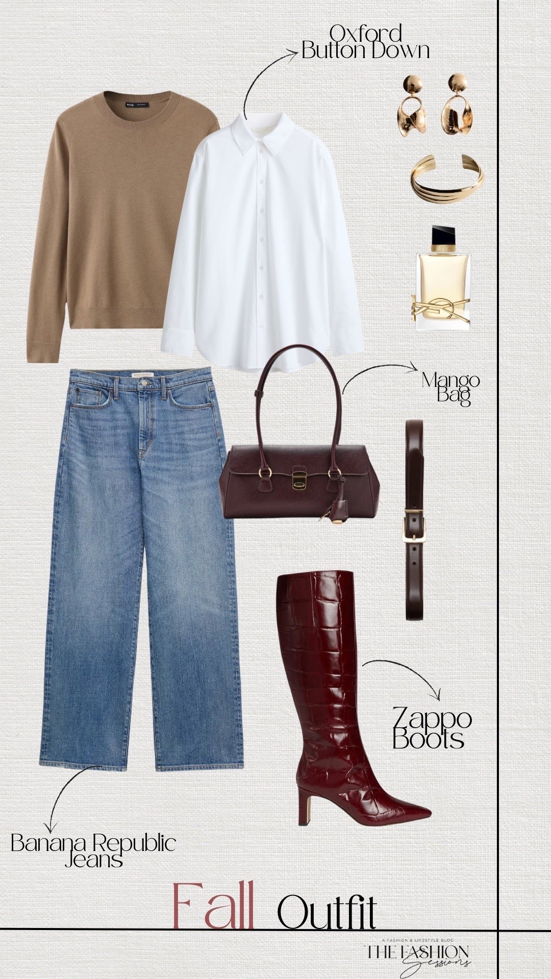 Fall Outfit | Oxford Button Down | Denim Jeans | Brown Sweater | Knee High Boots |

#LTKootd #LTKSeasonal