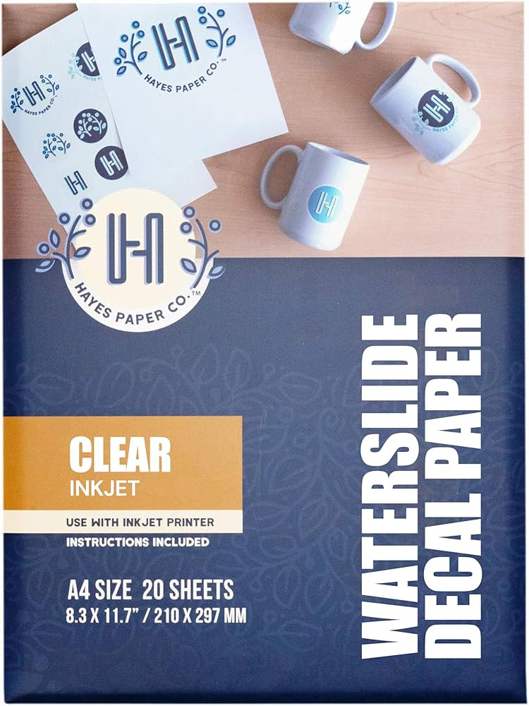 Hayes Paper, Waterslide Decal Paper for INKJET CLEAR 20 Sheets Premium Water-Slide Transfer Paper... | Amazon (US)