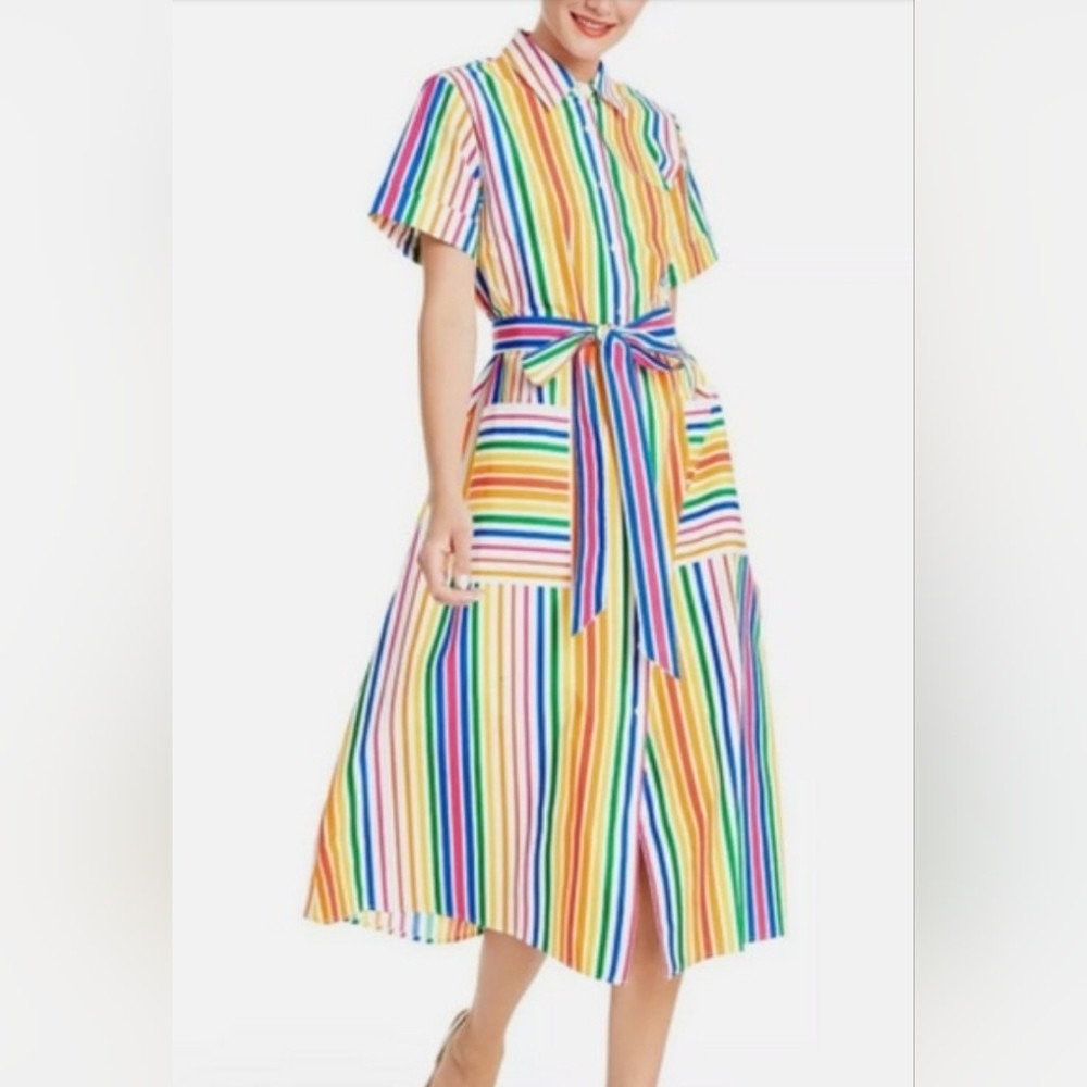 Christopher John Rogers X Target Rainbow Striped Belted Shirt Dress Size 6 | Poshmark
