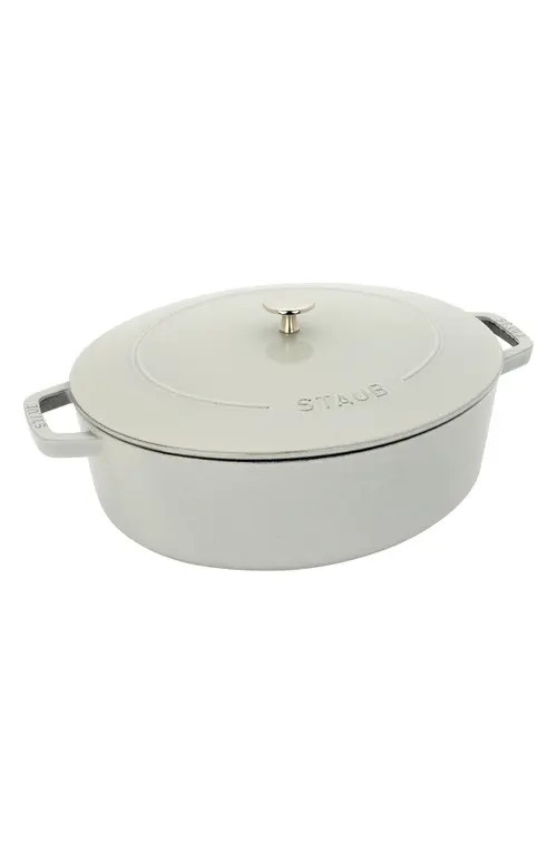 Staub 6.25-Quart Enameled Cast Iron Shallow Oval Dutch Oven in White Truffle at Nordstrom | Nordstrom