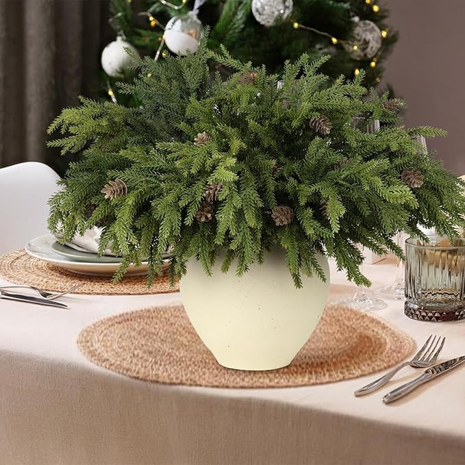 6 Pcs Real Touch Christmas Pine Branches with Pine Cones, Natural Droopy,Soft Bendable Pine Stems... | Amazon (US)