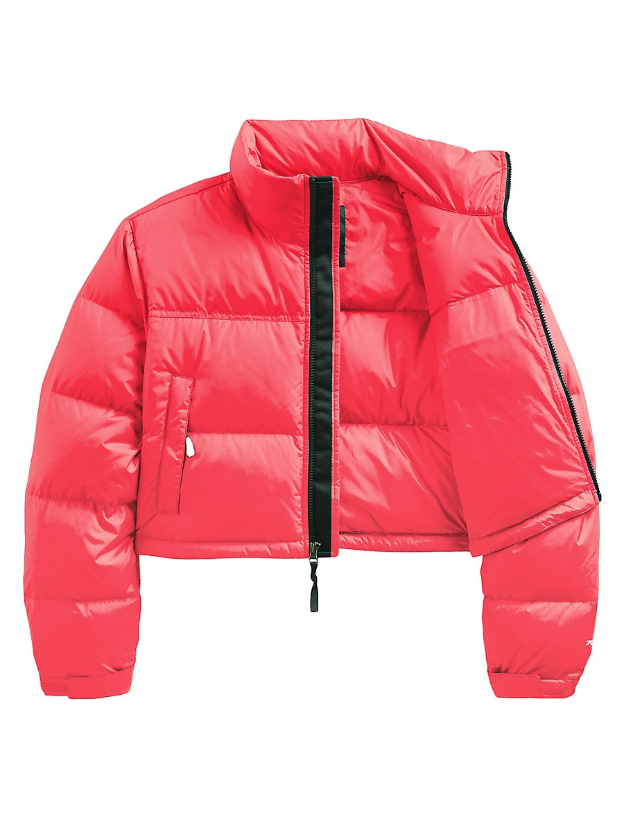 Women's Nuptse Cropped Down Puffer Jacket - Coral - Size XS | Saks Fifth Avenue