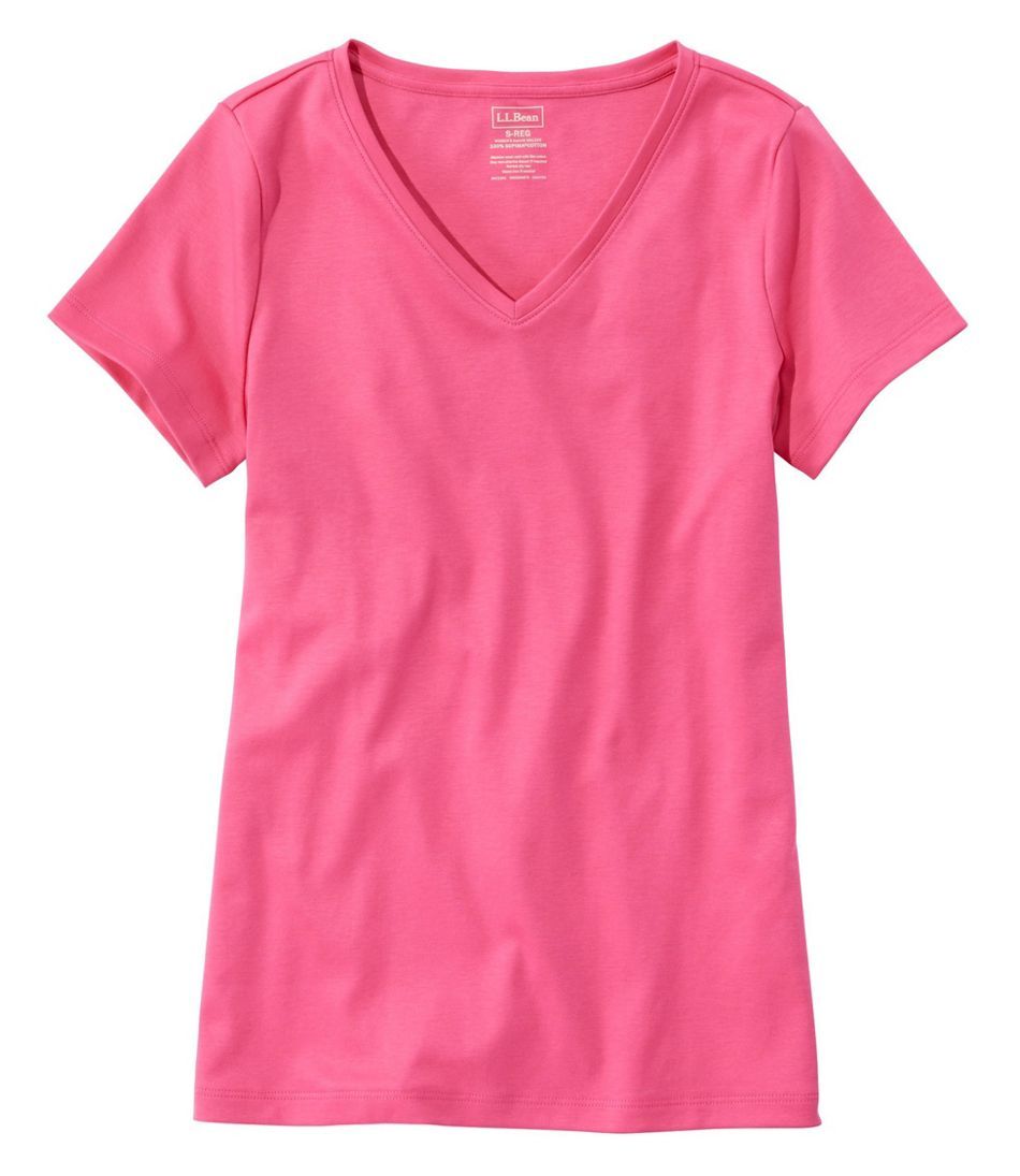 Women's Pima Cotton Shaped V-Neck, Short-Sleeve | L.L. Bean