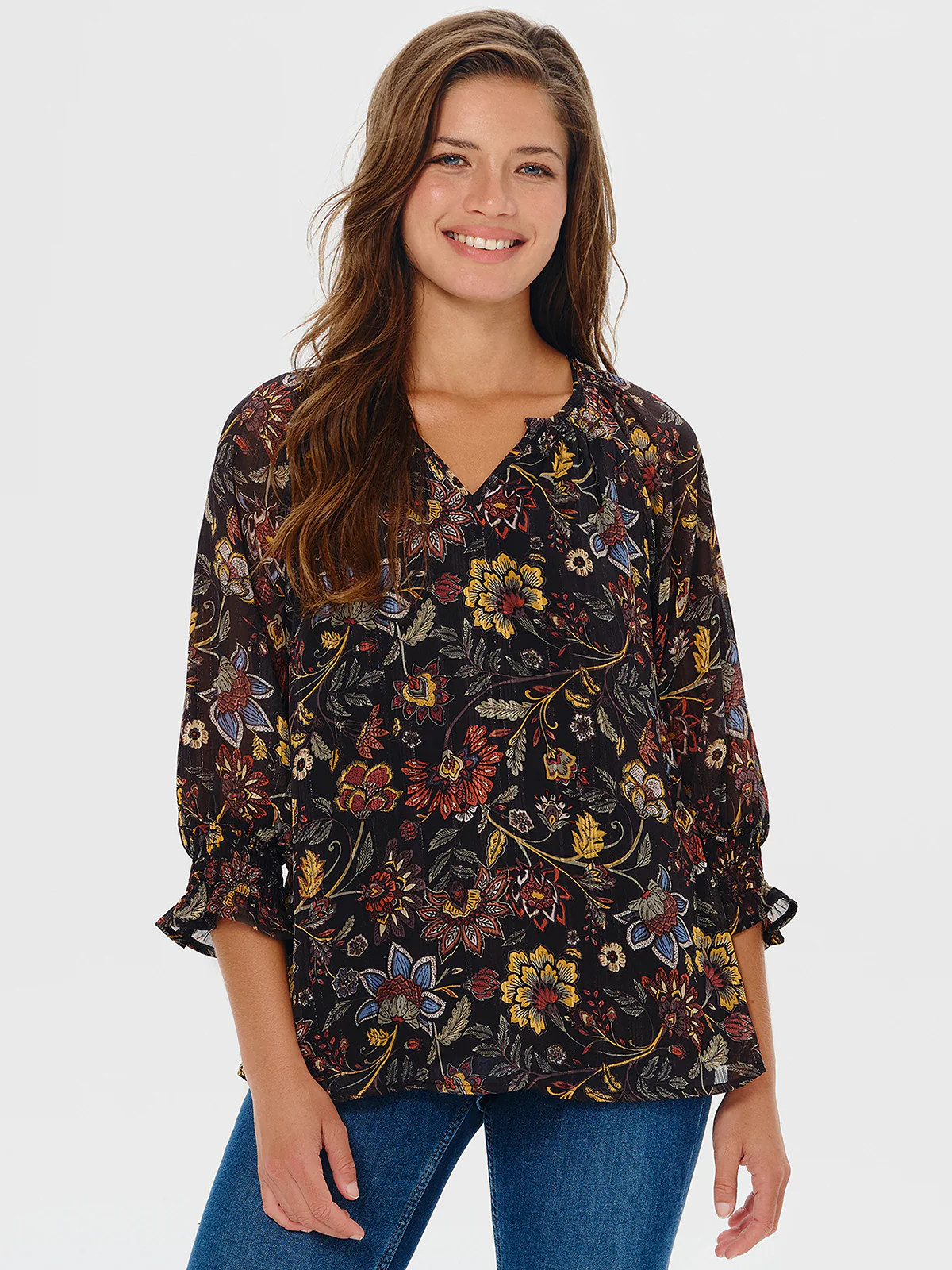 89th & Madison Floral Print 3/4 Sleeve Blouse | 89th + Madison