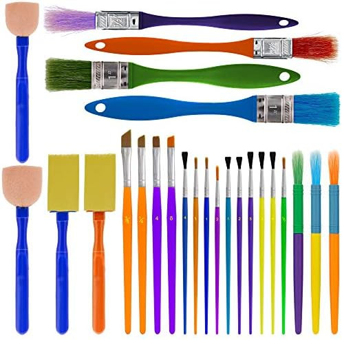 U.S. Art Supply 25-Piece Children's All Purpose Paint Brush Set - Artist Variety Value Pack, 6 Types | Amazon (US)