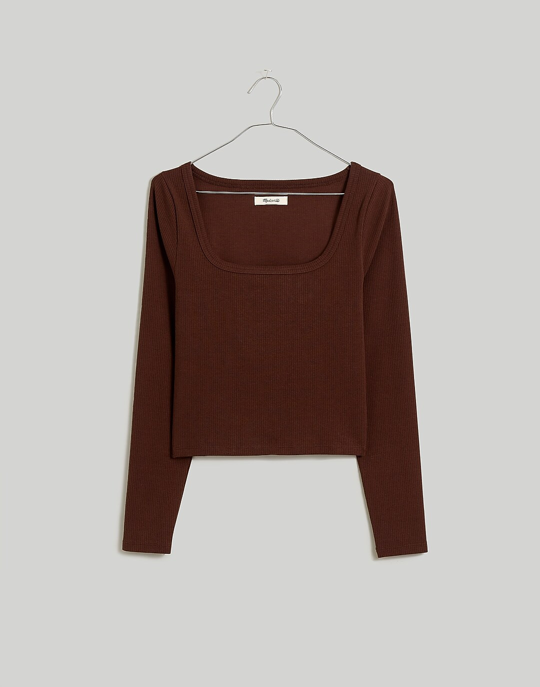 Square-Neck Long-Sleeve Crop Tee in Sleekhold | Madewell