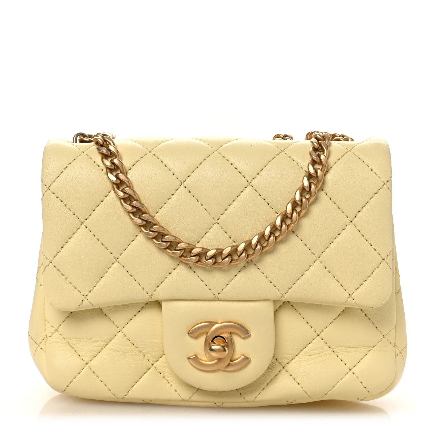 Lambskin Quilted Mini Sweet Camellia Flap Light Yellow | FASHIONPHILE (US)