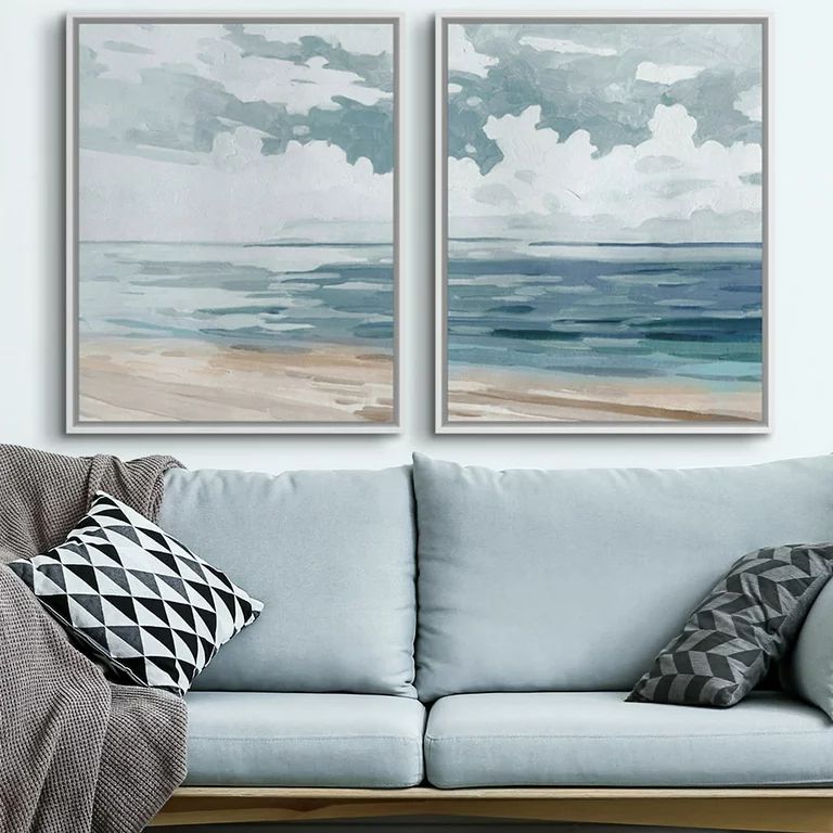 My Texas House - Soft Pastel Seascape Blue Framed Canvas Wall Art Set - 24x30 | Walmart (US)
