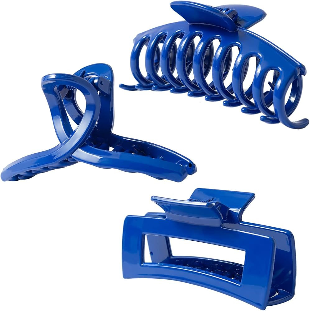 Kitiin Blue Hair Claw Clips for Thick/Fine/Thin Hair,Strong holding Grip Clip Women Large Jaw Cli... | Amazon (US)