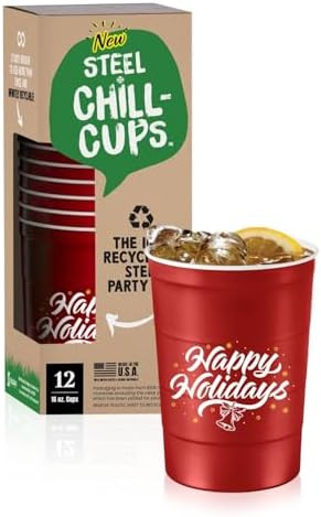 16 oz. Party Cups 'Happy Holidays' Christmas Tree Design for Cold Drinks, Durable, Disposable, Re... | Amazon (US)