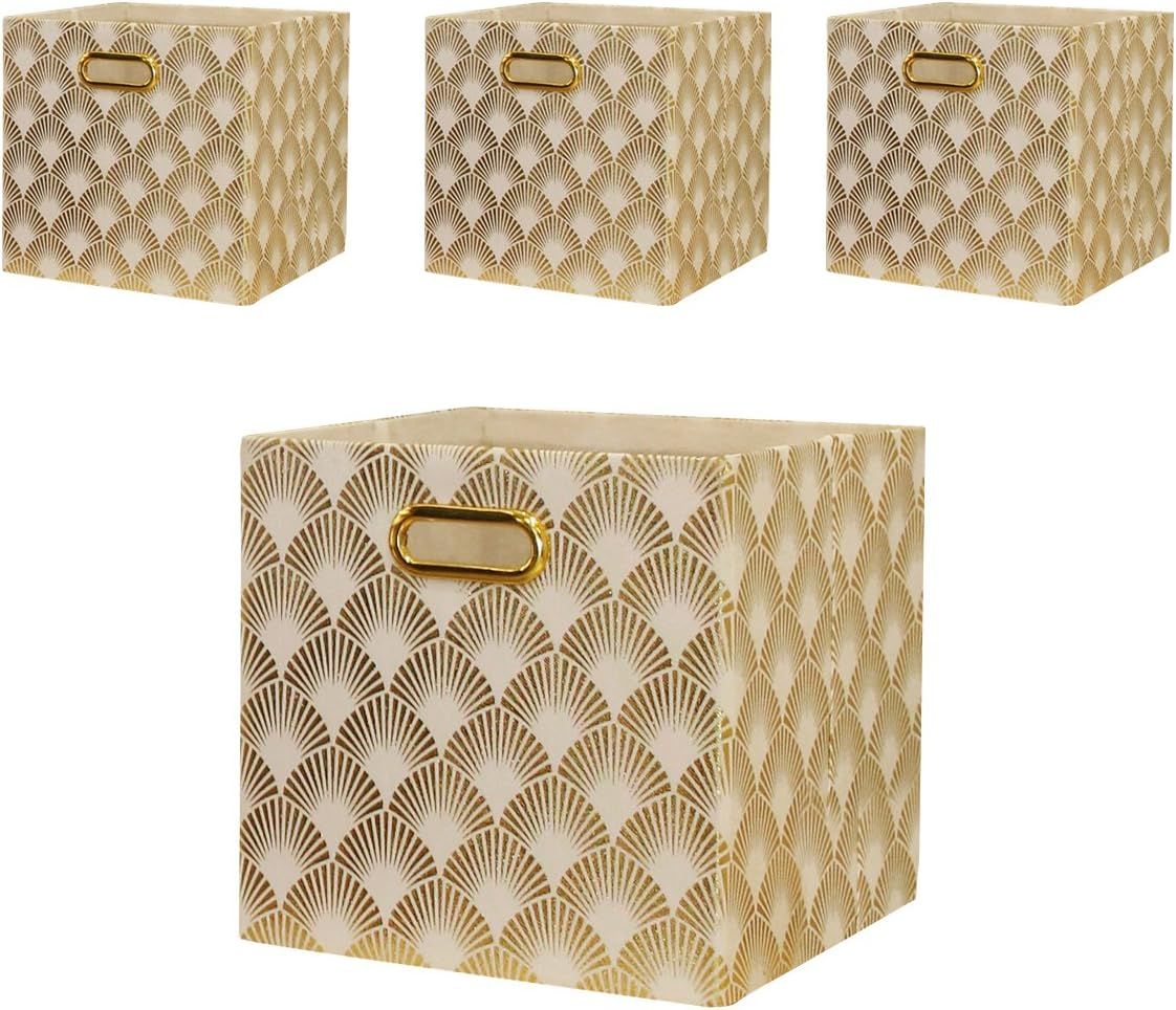 BAIST Fabric Storage Bins 11x11 inch Cube Storage Organizer Foldable Cubby Storage Bins Woven Lar... | Amazon (US)