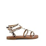 SHUSHOP Dannii 01 Women´s Fashion Studded Straps Gladiator Style Flats Sandals Snake 8.5 | Amazon (US)