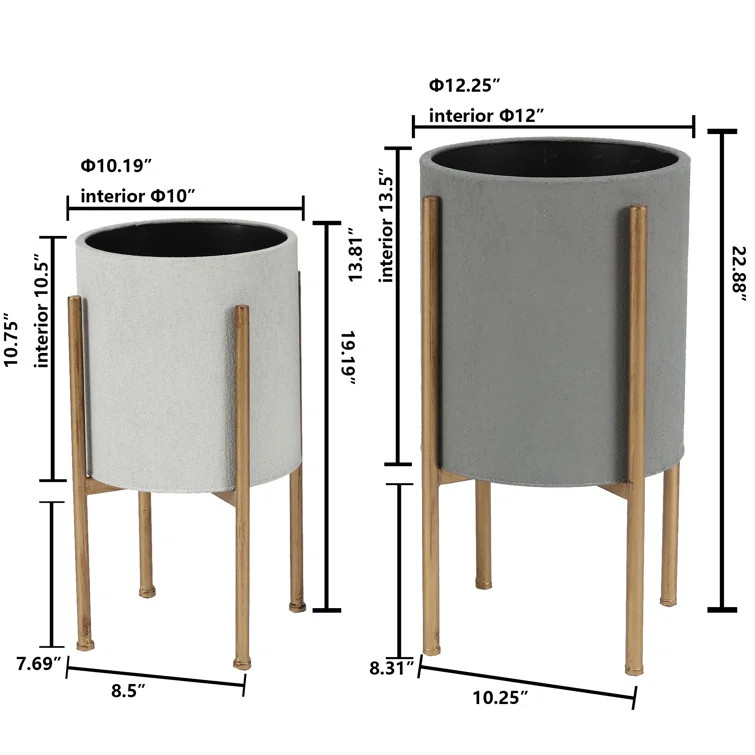Proto 2 - Piece Metal Pot Planter Set | Wayfair North America