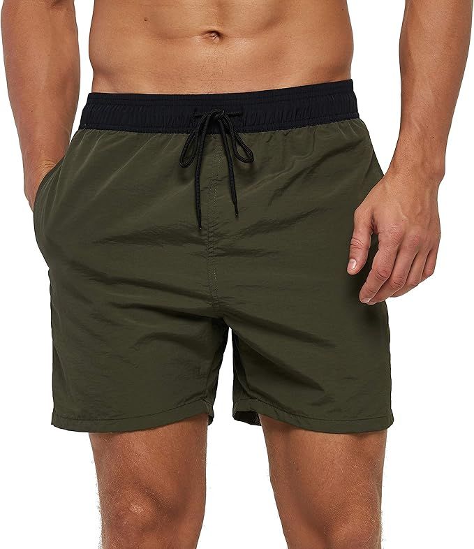 SILKWORLD Men's Swim Trunks Quick Dry Beach Shorts with Pockets | Amazon (US)