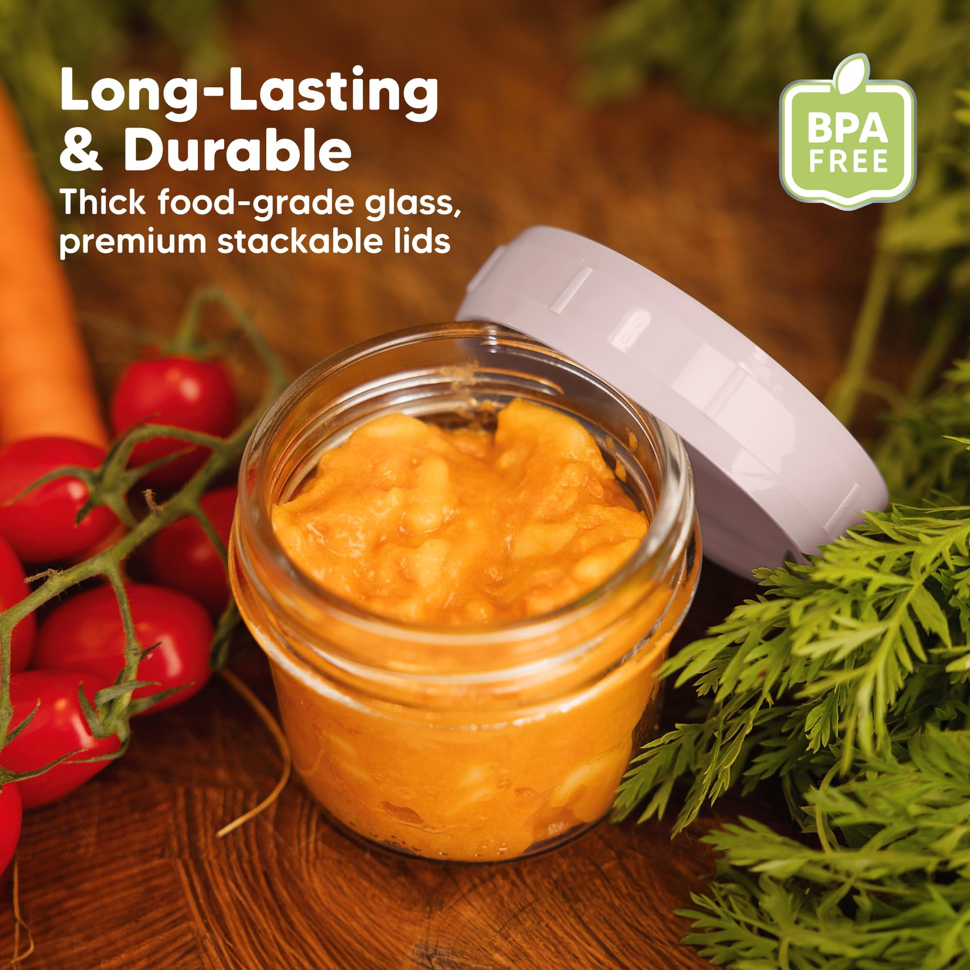 KeaBabies 12pk 4oz Glass Baby Food Containers with Lids - Leak-Proof, Microwavable Small Glass Ja... | Amazon (US)