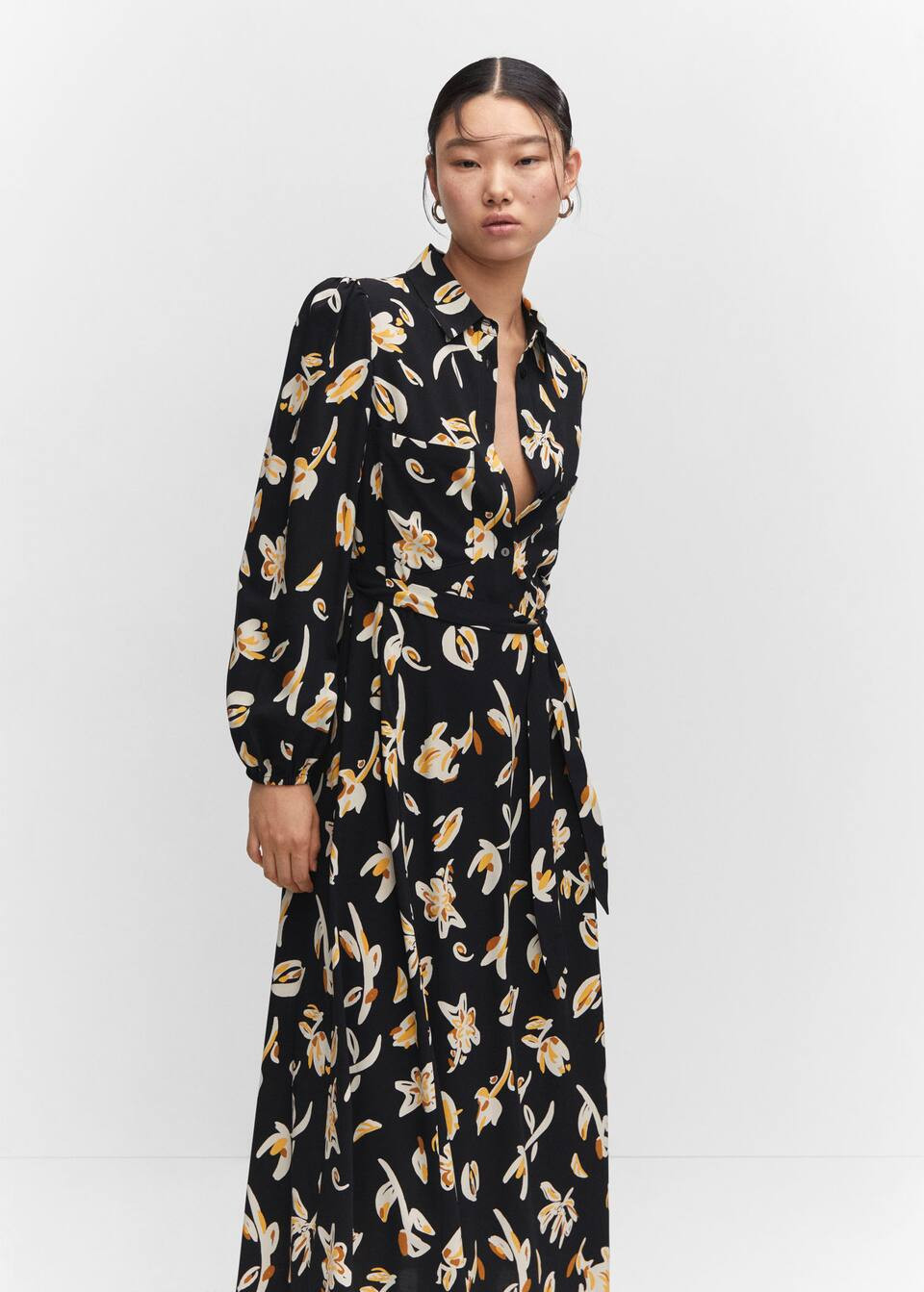 Printed shirt dress -  Women | Mango USA | MANGO (US)