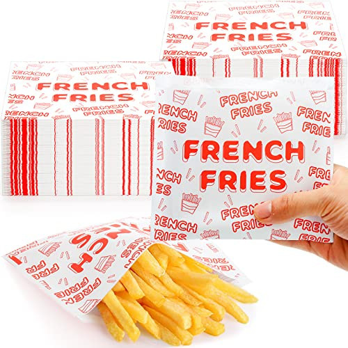 ZENFUN 500 Packs French Fry Bags, 5.5×4.5 inch Grease Resistant Serving Bags, Disposable Hash Brown Fries Bag for Outdoor Entertaining, Restaurant, Party, Carnival(Red) | Amazon (US)