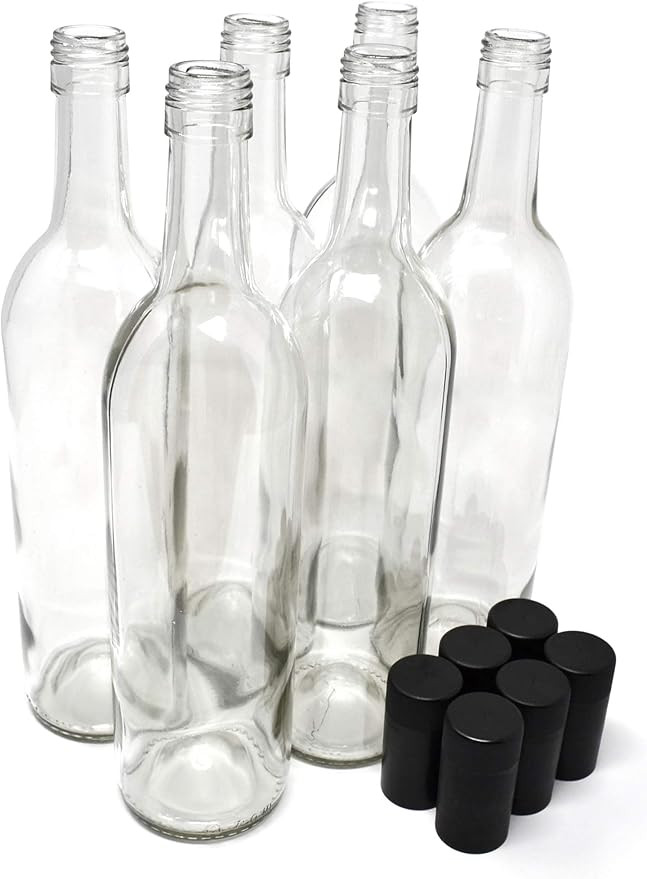 nicebottles Wine Bottles with Screw Caps, Clear, 750ml - Pack of 6 | Amazon (US)