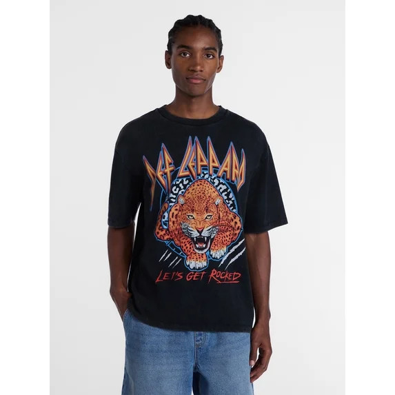 Def Leppard, Men's & Men's and Tall Mineral Wash Boxy Graphic Tee, Sizes XS–5XB & MT-4XLT | Walmart (US)