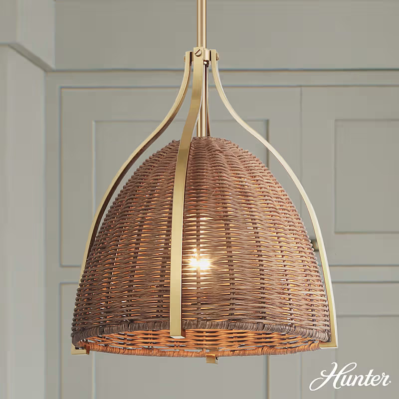 Hunter Arcelia Rattan Shade 1 Light Medium 12 Inch Pendant Ceiling Light | Hunter Fan Company