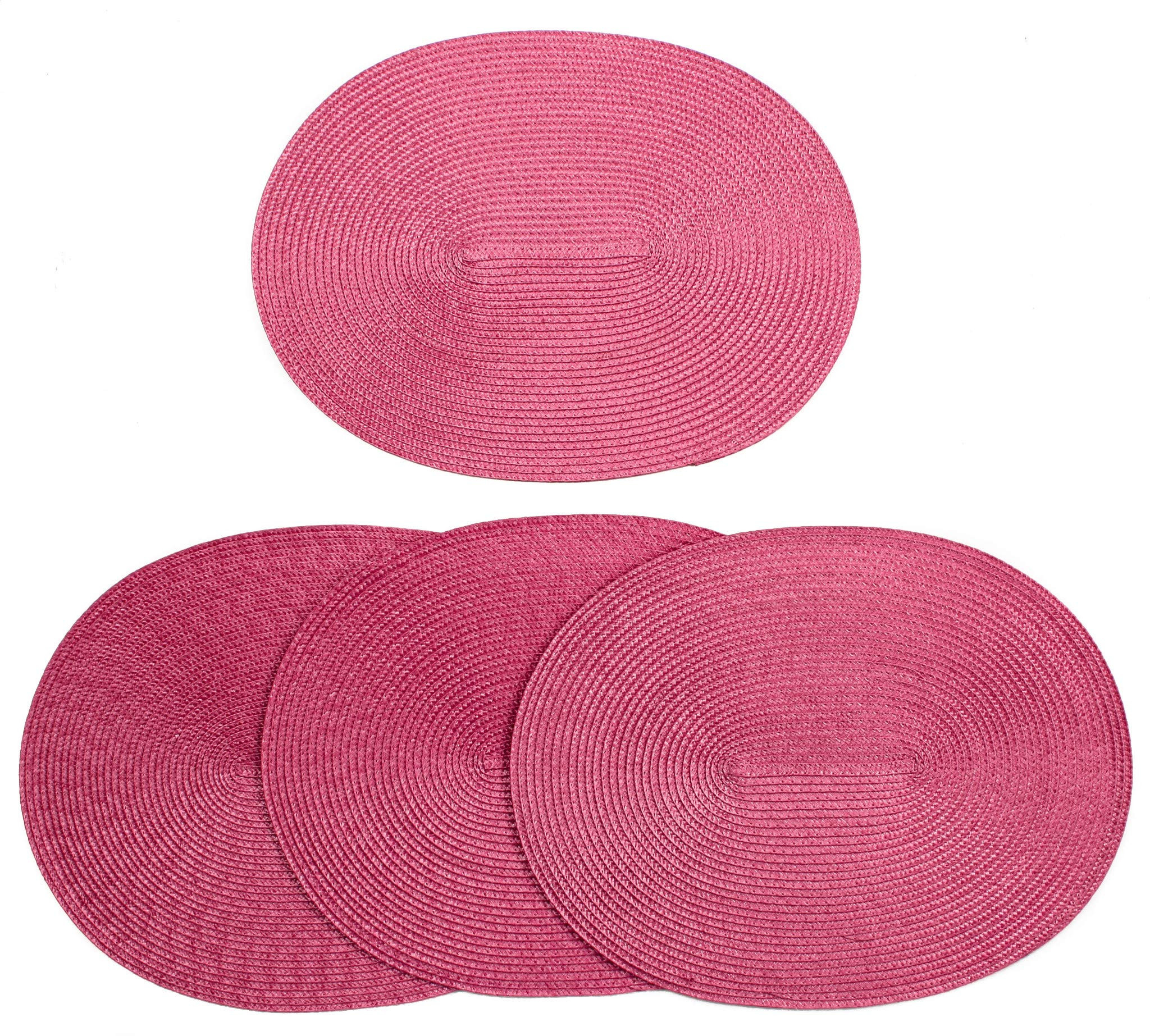 London Woven Spiral Table Placemats 16.9 X 13 Inches Oval Set of 4 Non-Slip Dining French Rose | Amazon (US)