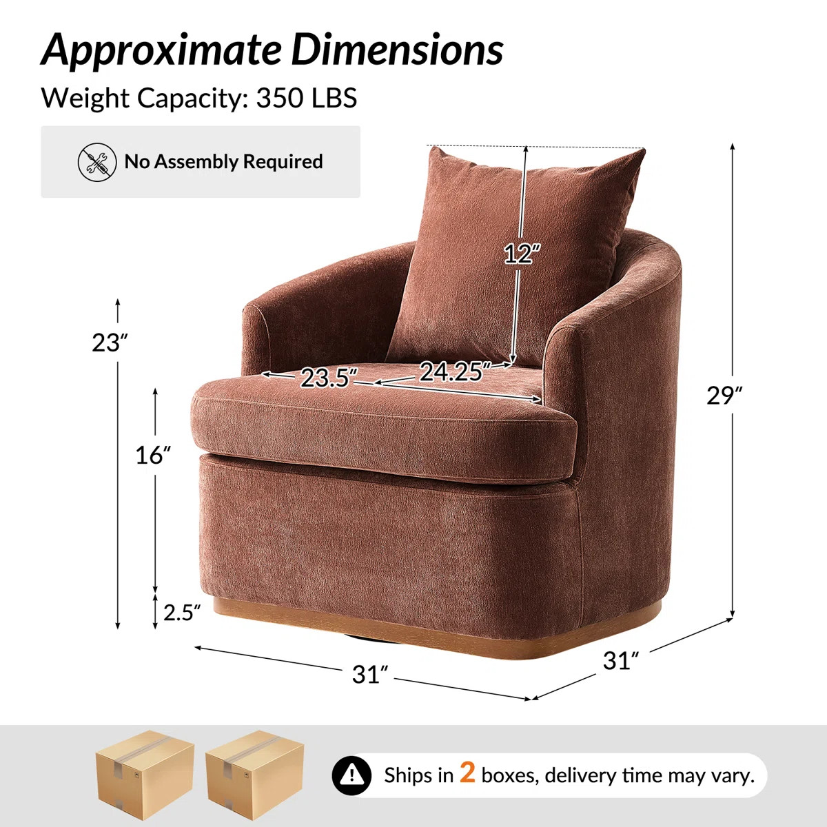 Berklie 31"W Modern Chenille Swivel Barrel Chair with Unique Arms and Solid Wood Legs Set of 2 (S... | Wayfair North America