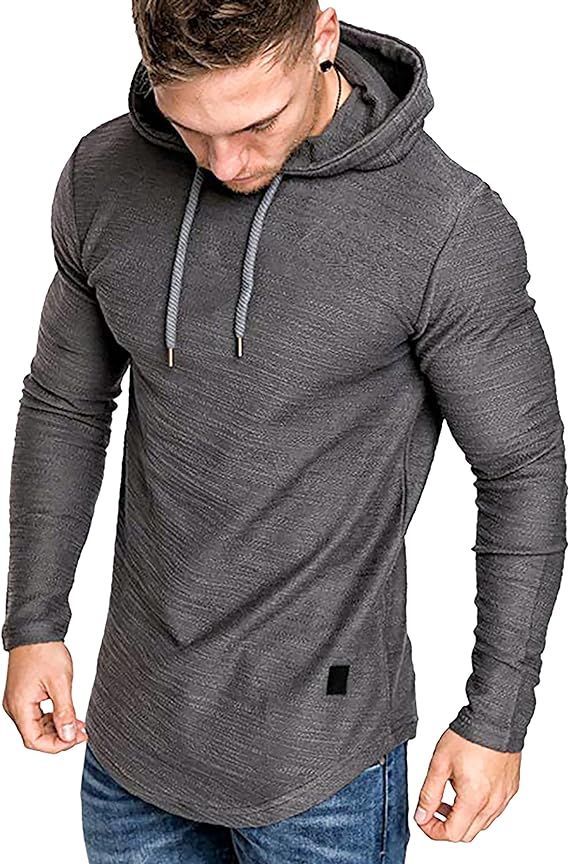 Mens Fashion Athletic Hoodies Sport Sweatshirt Solid Color Fleece Pullover | Amazon (US)