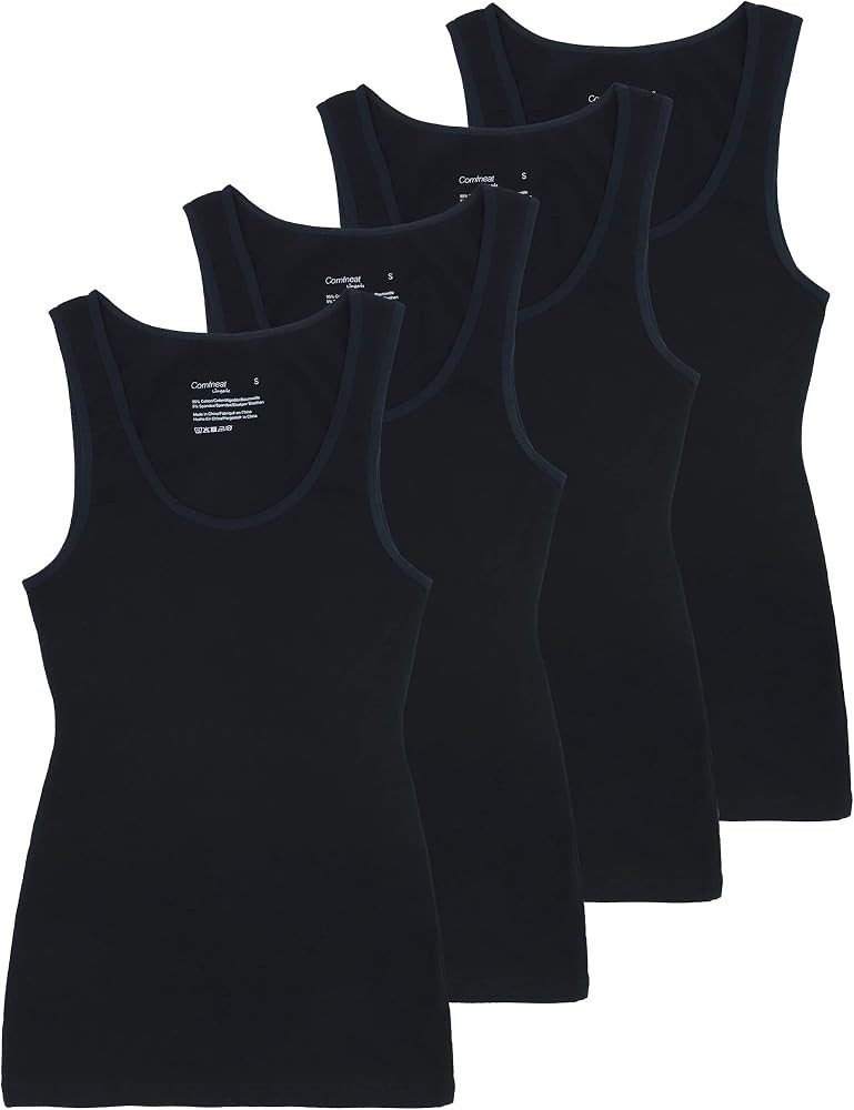 Comfneat Women's 4-Pack Slim-Fit Basic Tanks Cotton Casual Comfy Top Underwear Vests | Amazon (US)
