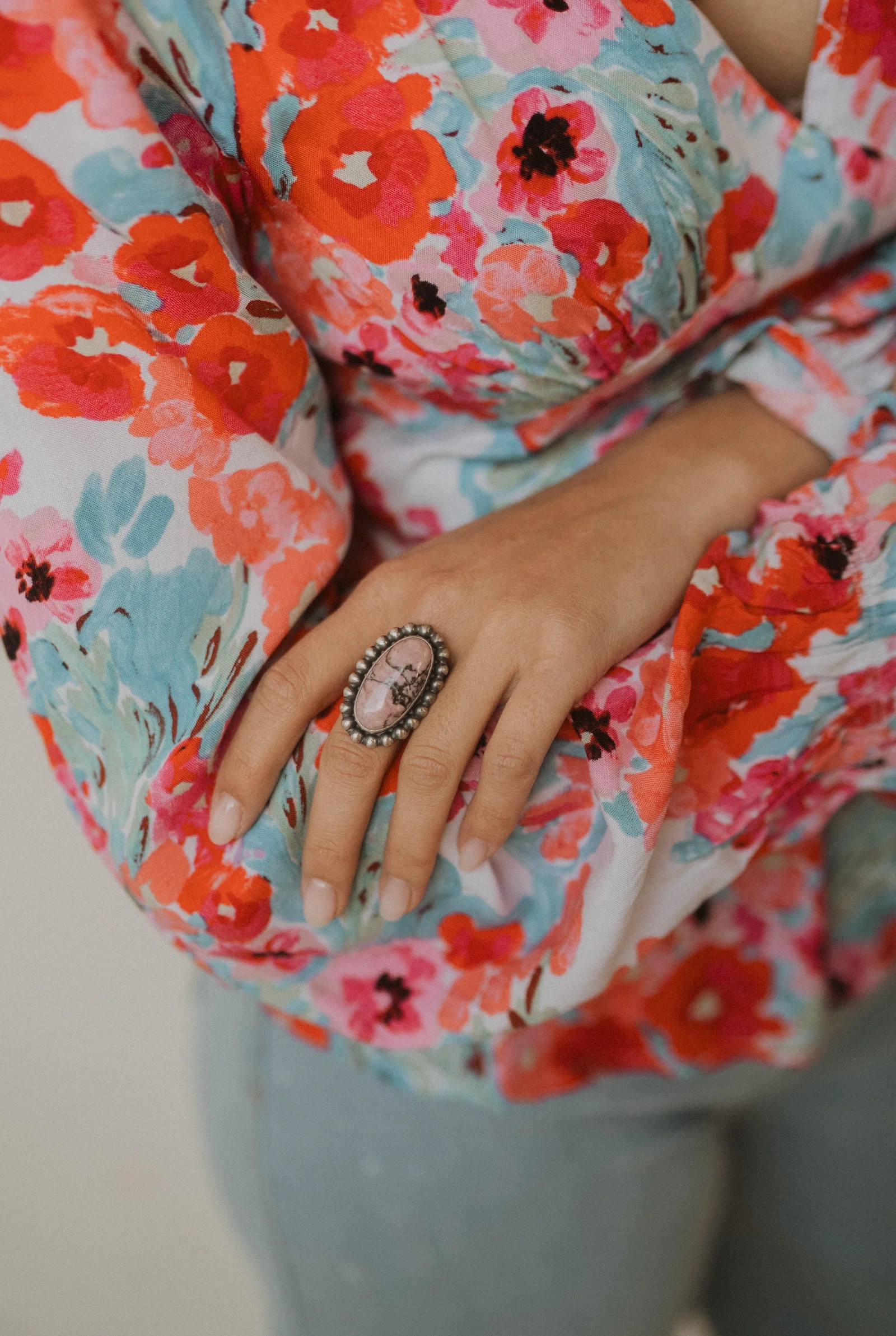 Amanda Ring | Pink Rhodonite | Goldie Lew Jewelry, LLC