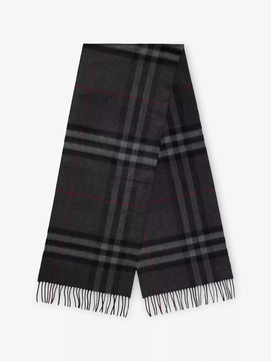 Giant Check tassel-trim cashmere scarf | Selfridges