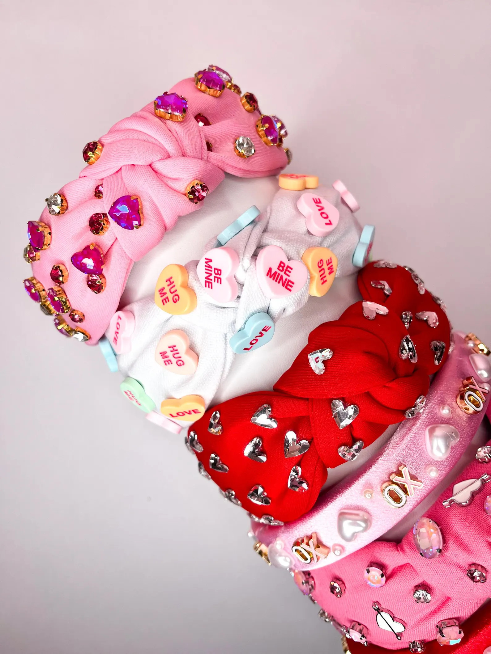 Conversation Hearts Jeweled Headband, Valentine Hair Accessory, Sweetheart Gift, Top Knot and Sli... | Etsy (US)